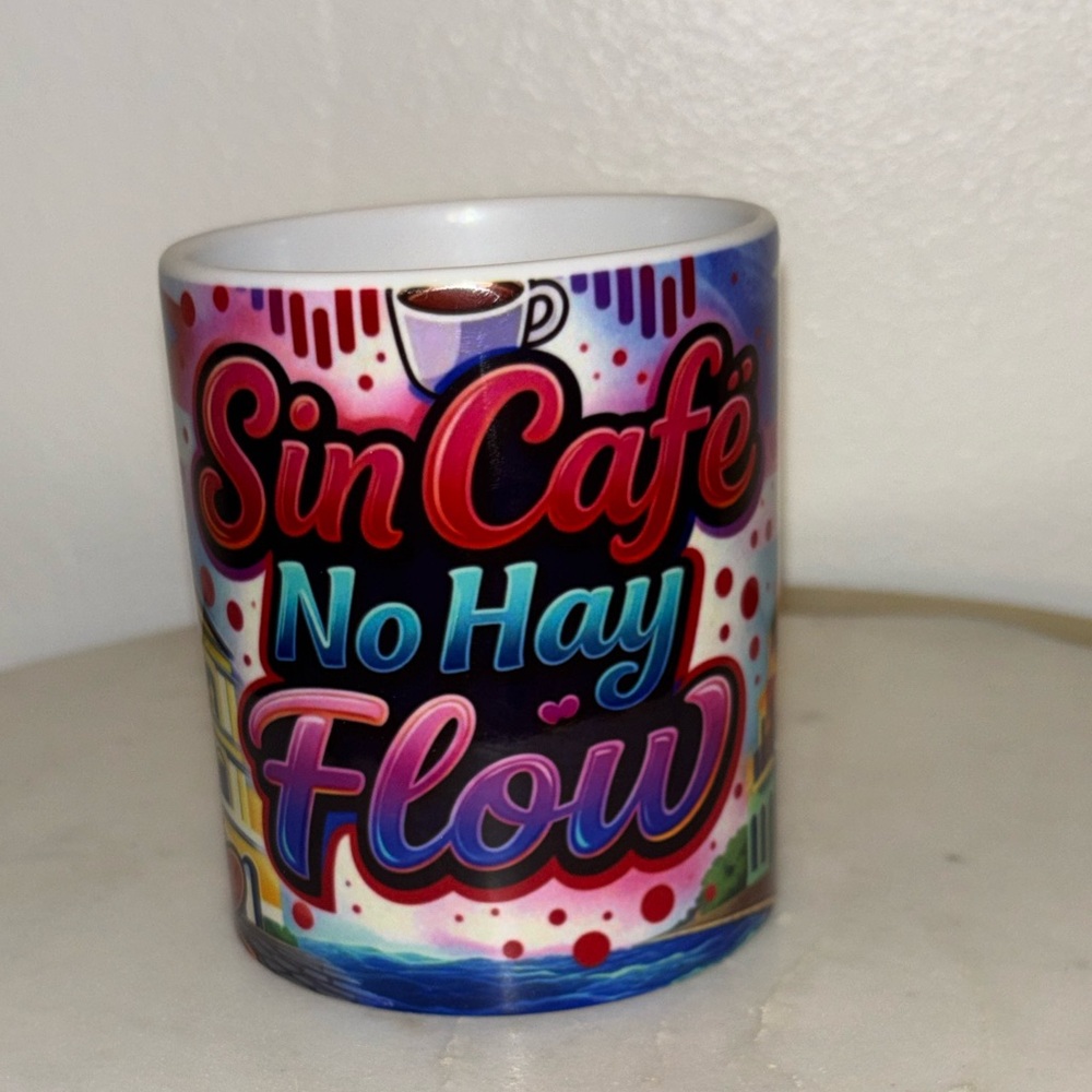 PUERTO RICO Colorful 'Sin Café No Hay Flow' Mug